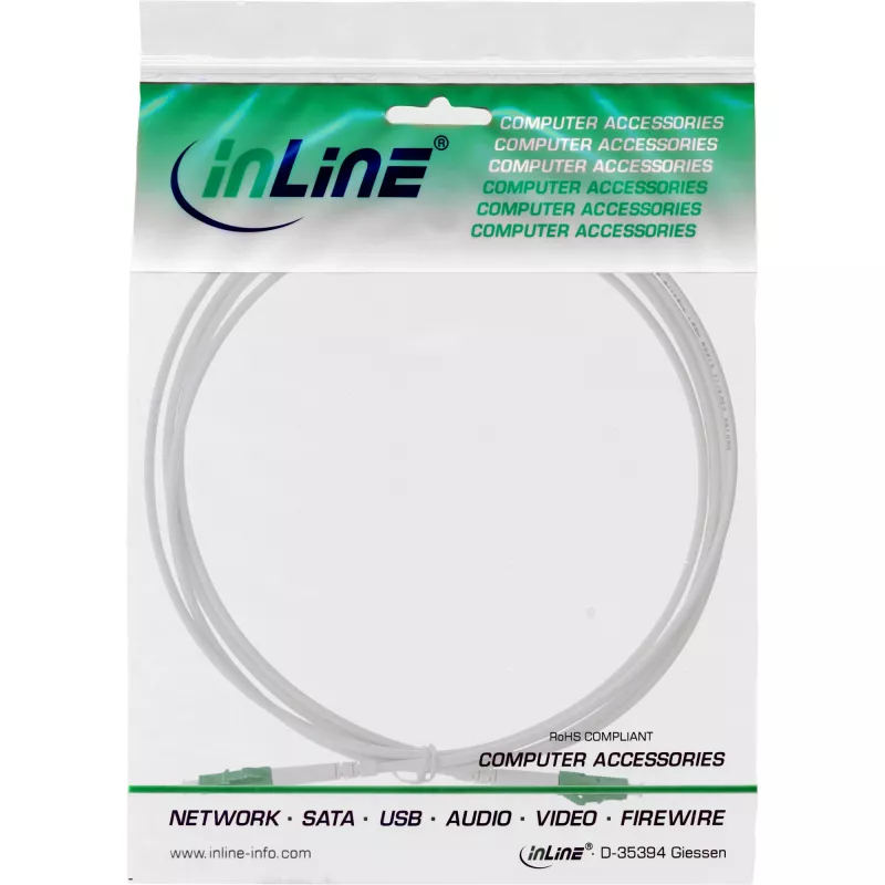InLine Fiber Optinis Simplex Laidas, FTTH, LC/APC8° į LC/APC8° 9/125µm OS2 20m