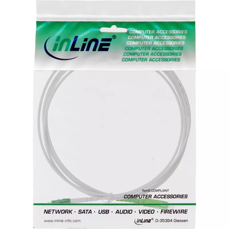 InLine Fiber Optinis Simplex Laidas, FTTH, LC/APC8° į SC/APC8° 9/125µm OS2 3m
