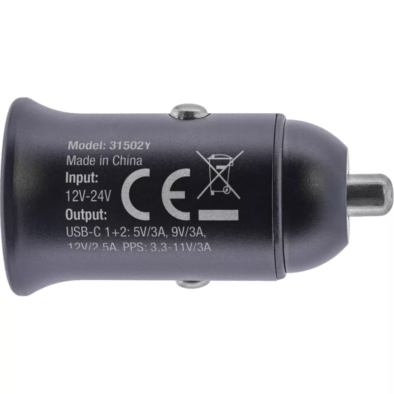 InLine 31502Y automobilinis USB įkroviklis su PD 3.0, 2x USB-C, juodas