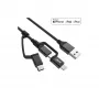 InLine 3-in-1 USB laidas, USB-A M prie Micro-USB+USB-C+Lightning, juodas/aliuminis