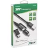 InLine 3-in-1 USB laidas, USB-A M prie Micro-USB+USB-C+Lightning, juodas/aliuminis