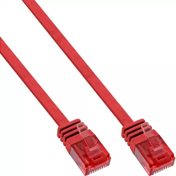 InLine Flat Ultraslim Patch Cable U/UTP Cat.6 Gigabit ready raudonas 10m