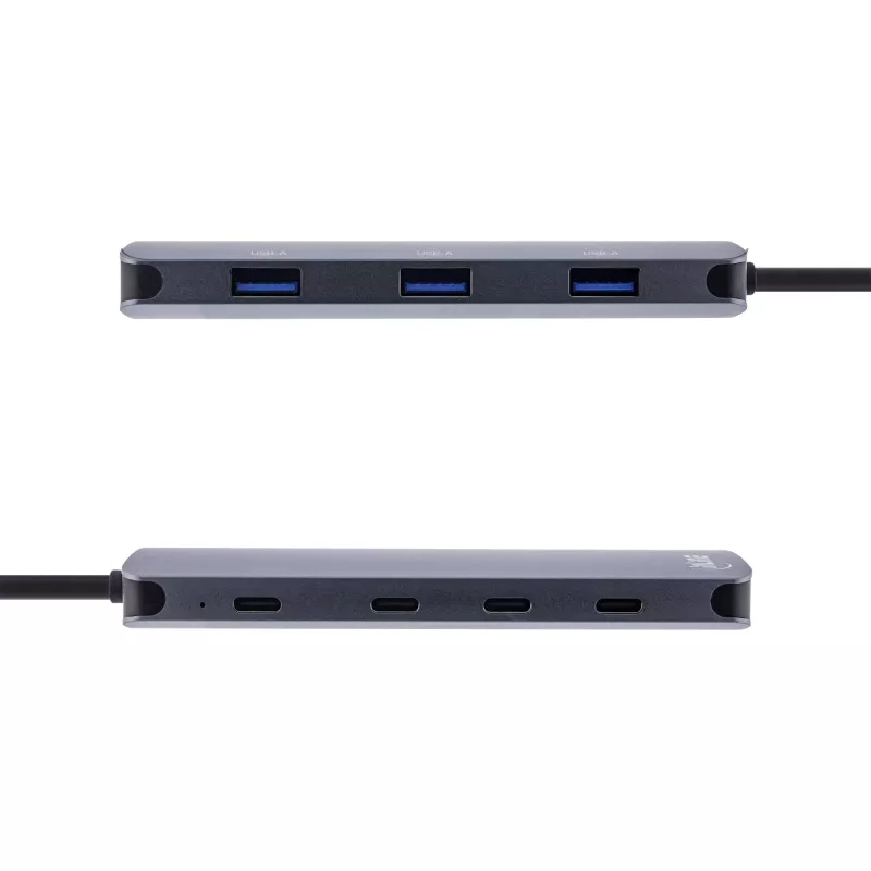 InLine USB 3.2 Gen.2 Hub, 4x USB-C + 3x USB-A, PD 100W, aliuminis, pilkas