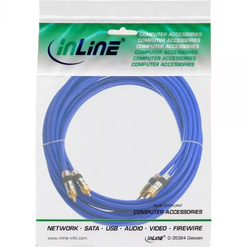 InLine Premium RCA garso kabelis 2x RCA vyriškas / vyriškas, paauksuotas, 7 m