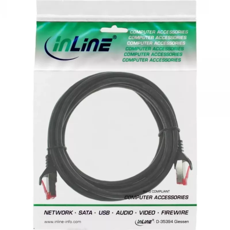 InLine Patch kabelis S/FTP PiMF Cat.6 250MHz PVC varis juodas 25m