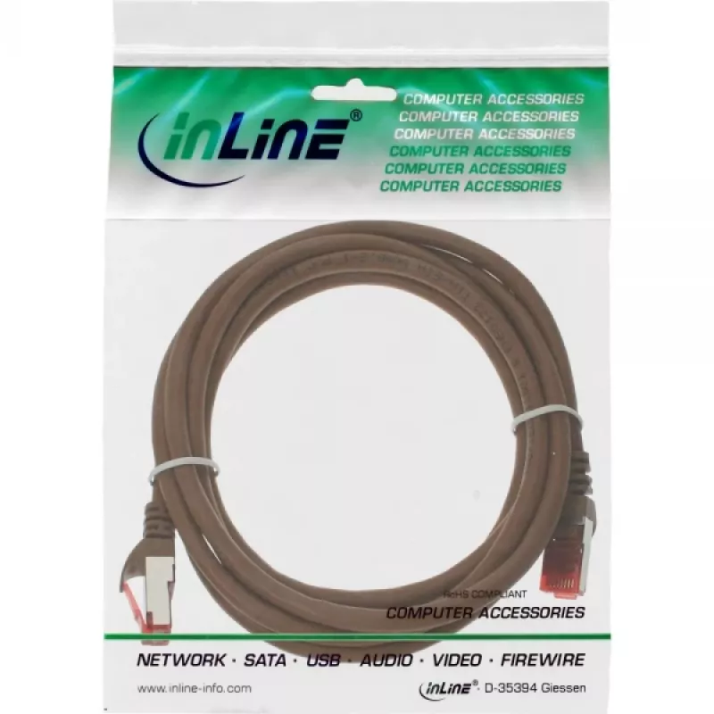 InLine Patch Laidas S/FTP PiMF Cat.6 250MHz PVC varis rudas 25m