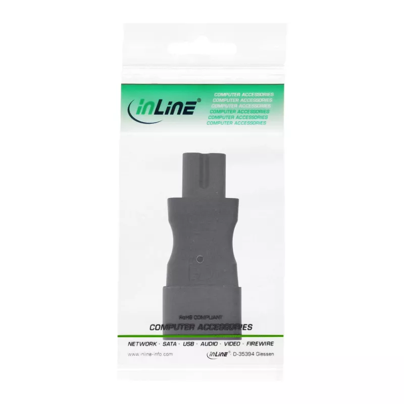 InLine maitinimo adapteris IEC 60320 C14 / C7, 3 kontaktų IEC įrenginiui prie 2 kontaktų