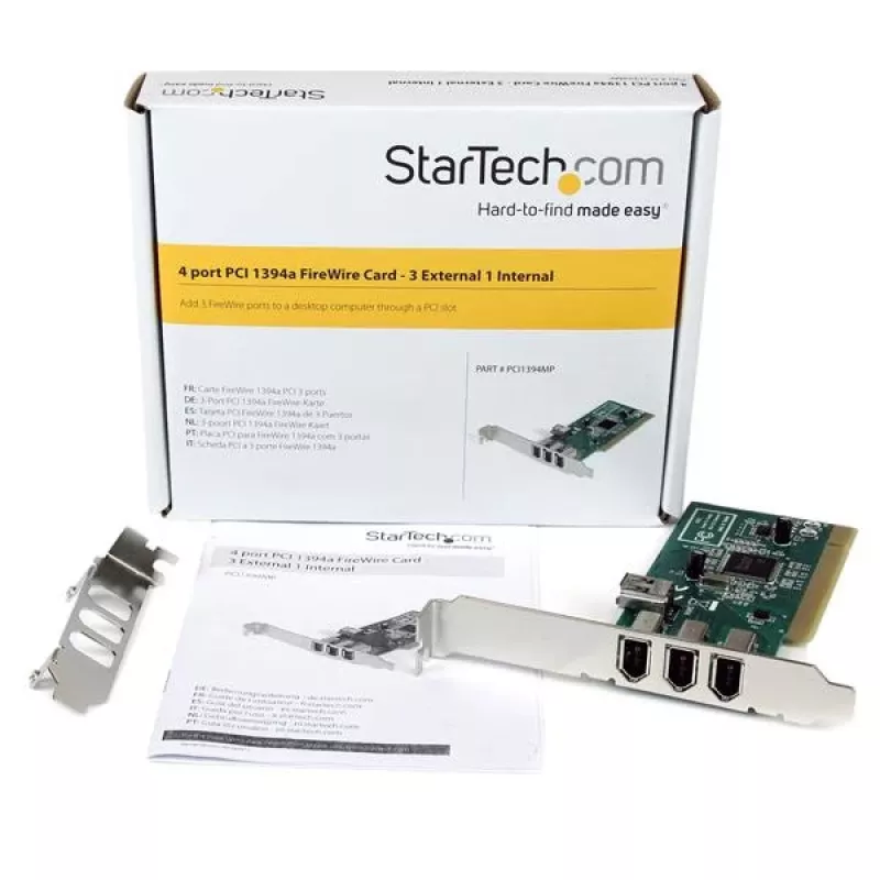 StarTech.com 4 prievadų PCI 1394a FireWire adapterio kortelė - 3 išoriniai, 1 vidinis