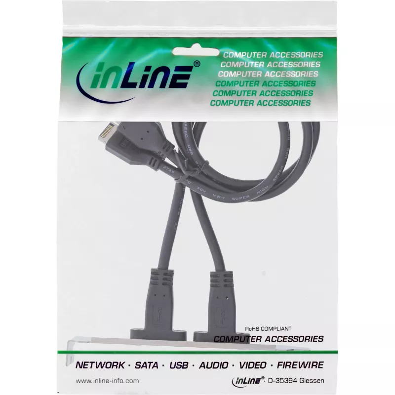 InLine Slot bracket USB-C į USB 3.2 priekinio skydelio Key-A vidinis laidas, 0,5 m