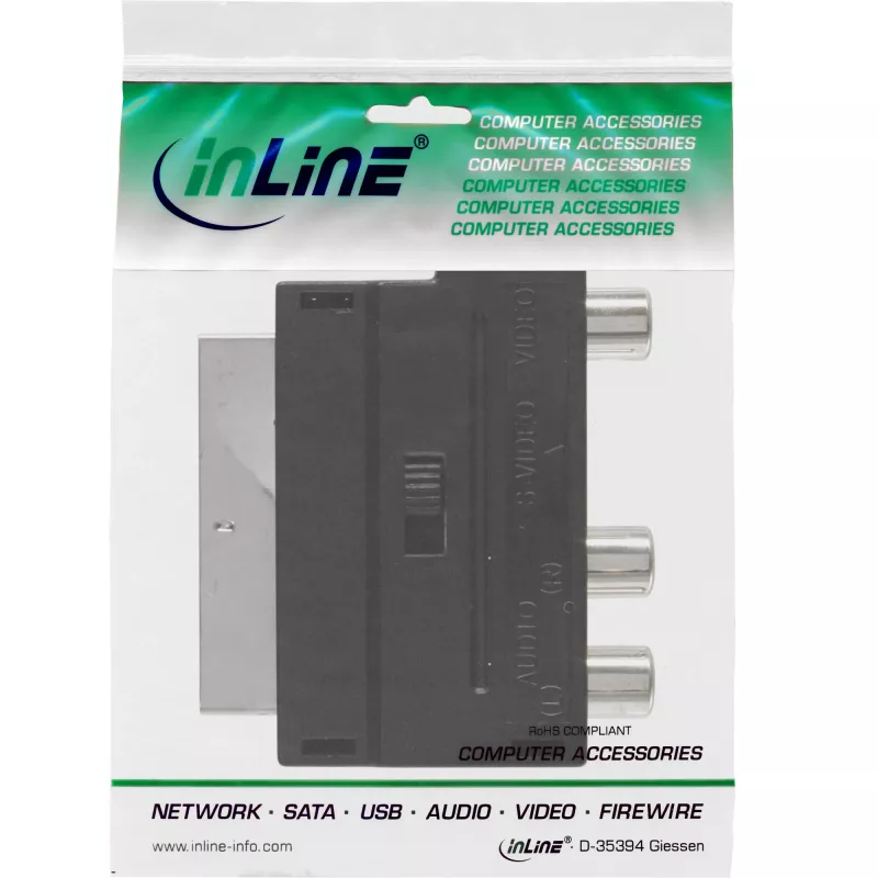 InLine SCART adapteris su 3x RCA ir S-VHS lizdais