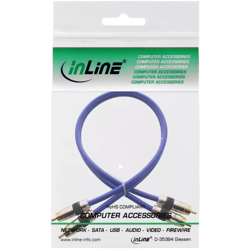InLine Premium RCA garso kabelis 2x RCA kištukas / kištukas auksuotas 0,5 m