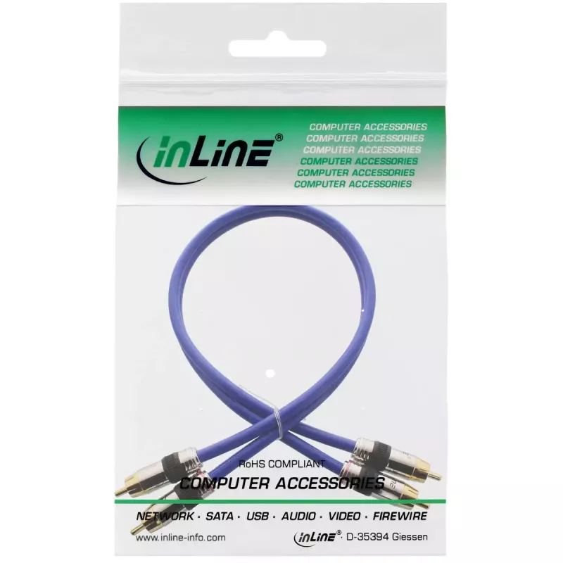 InLine Premium RCA garso kabelis 2x RCA kištukas / kištukas, auksuoti kontaktai, 20 m