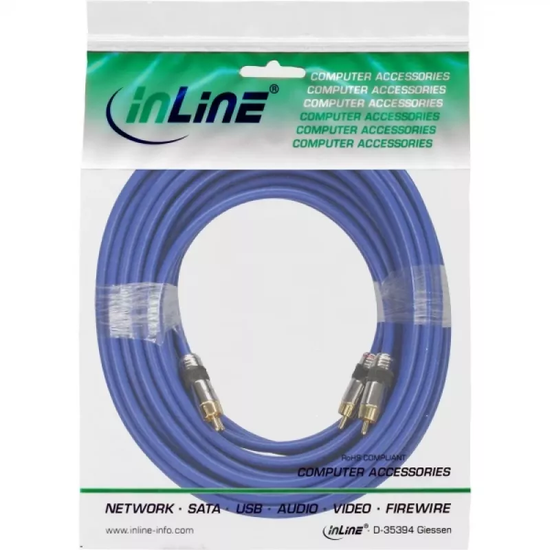 InLine Premium RCA garso laidas 2x RCA kištukas / kištukas auksuotas 10 m