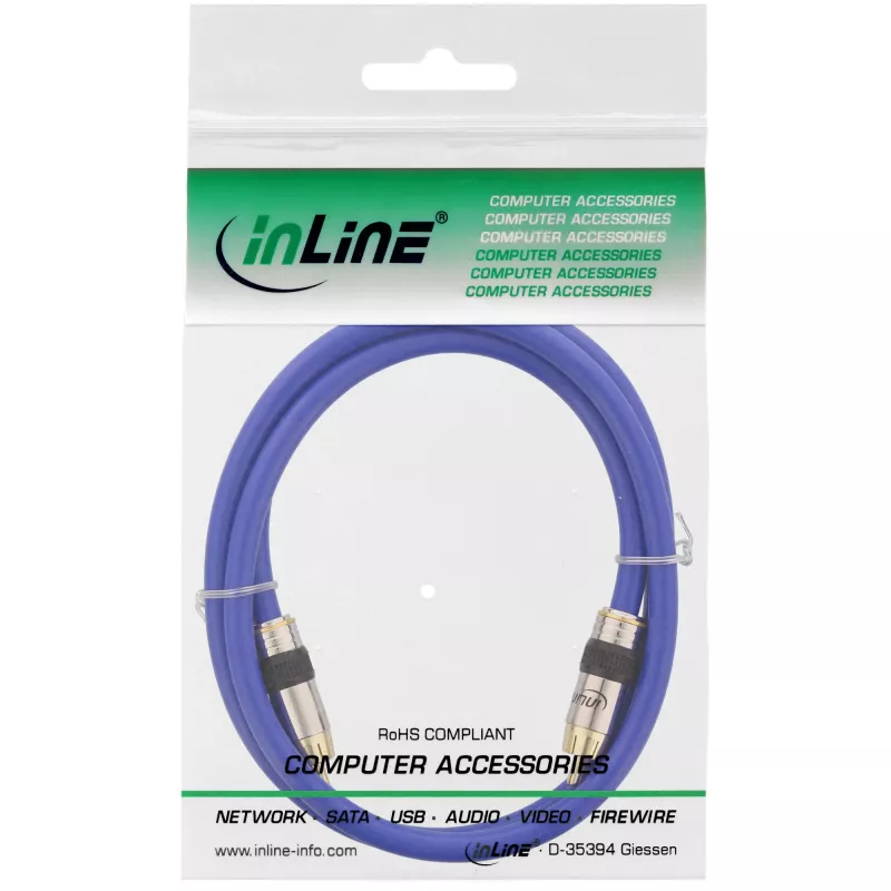 InLine Premium RCA vaizdo ir skaitmeninio garso kabelis RCA kištukas / kištukas, paauksuotas, 10 m