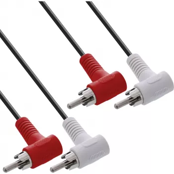 InLine garso kabelis 2x RCA M/M 90° 1,2 m juodas 89929 Intos