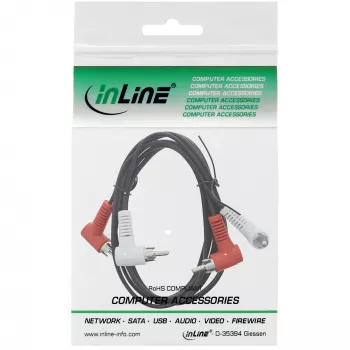 InLine garso kabelis 2x RCA M/M 90° 1,2 m juodas 89929 Intos