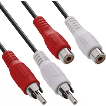 InLine garso laidas 2x RCA kištukas / lizdas 2,5 m, juodas