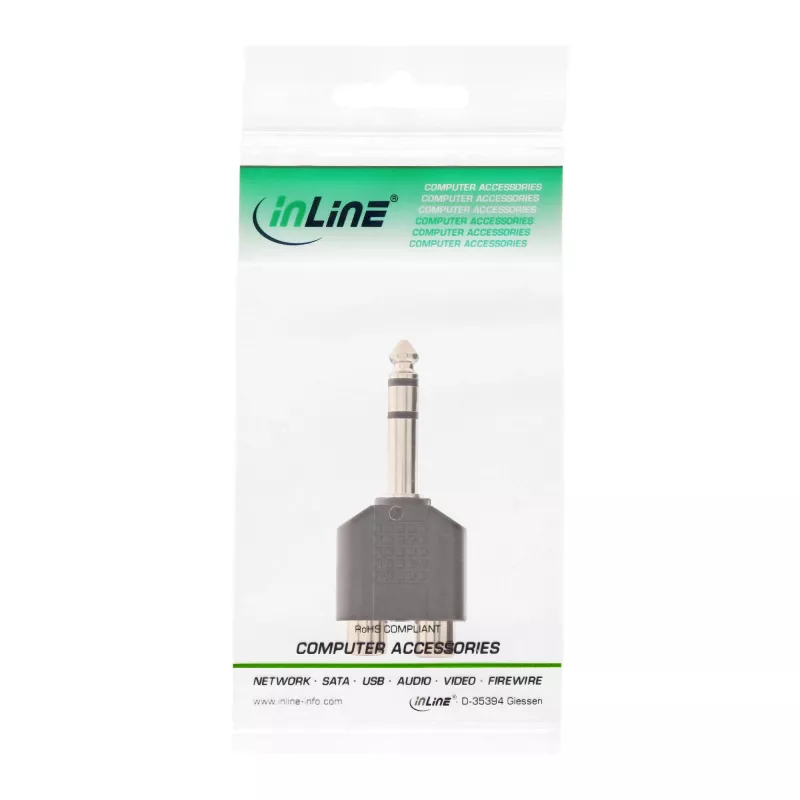 Garso adapteris 6,3 mm stereo kištukas / 2x RCA lizdas InLine 99323