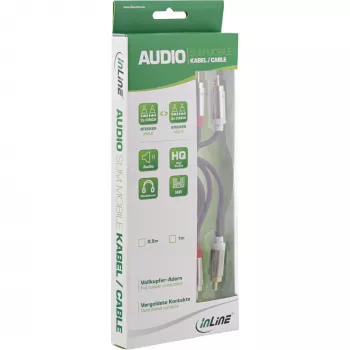 InLine Slim Audio laidas 2x RCA M/M, Stereo, 3 m