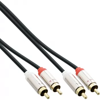InLine Slim garso laidas 2x RCA M/M, Stereo, 0,5 m, juodas