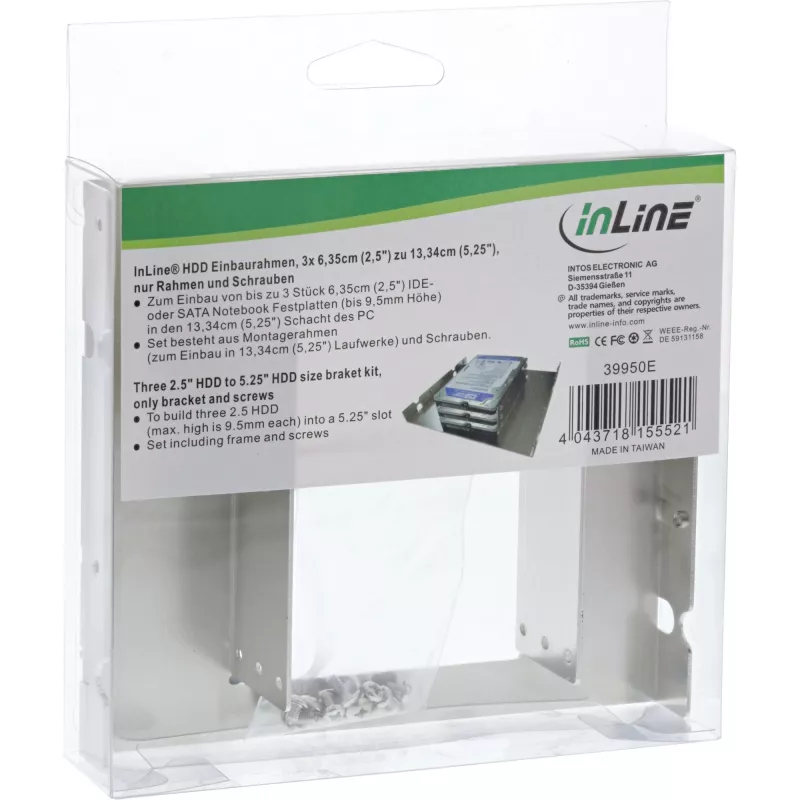 InLine Bracket Kit 3x 2,5 colio HDD į 5,25 colio HDD dydžio laikikliai ir varžtai
