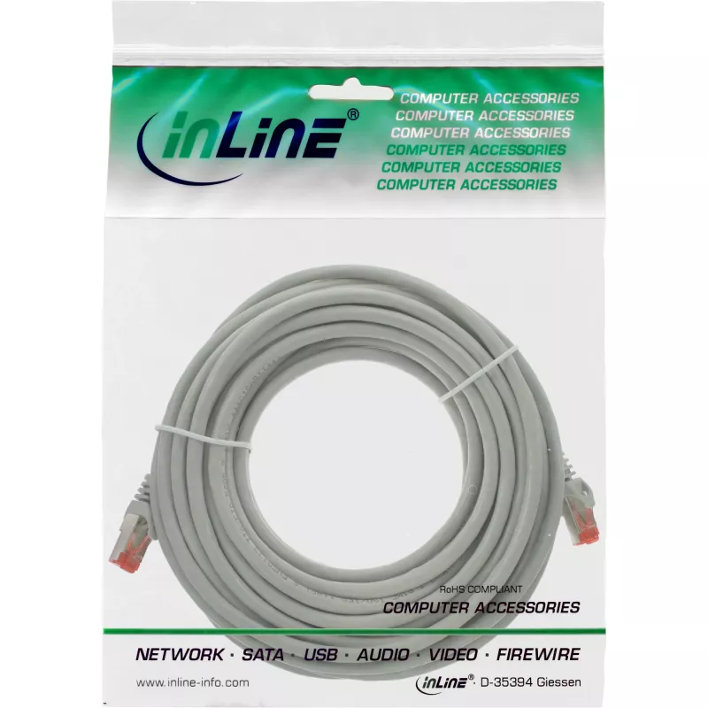 InLine Patch Laidas S/FTP PiMF Cat.6 250MHz PVC varis pilkas 50m