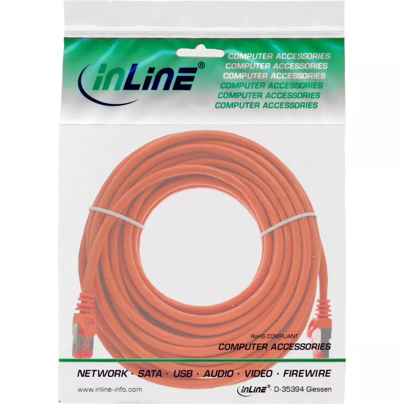InLine Patch Laidas S/FTP PiMF Cat.6 250MHz PVC varis oranžinis 15m
