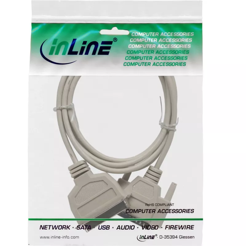 InLine spausdintuvo kabelis, dvipusis, 25 kontaktų D-Sub į 36 kontaktų Centronics, 2 m