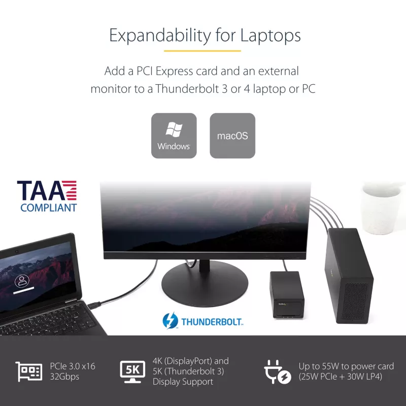 “StarTech.com TB31PCIEX16” vieno lizdo Thunderbolt 3 PCIe išplėtimo korpusas