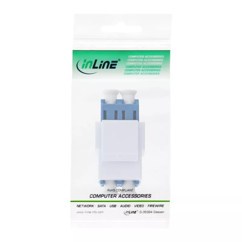 InLine FO Keystone snap-in adapteris baltas, duplex LC/LC, SM, keraminė mova, mėlynas