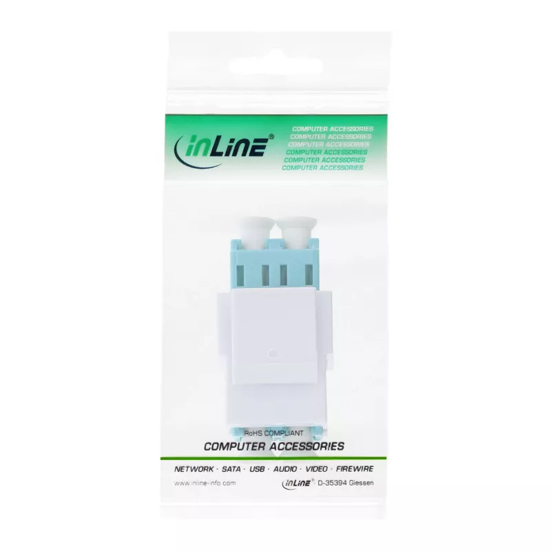 InLine 89988B šviesolaidinis Keystone snap-in adapteris, LC/LC dupleksas, multimodas, baltas