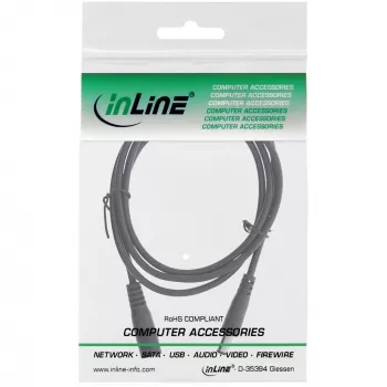 InLine DC ilginamasis kabelis, DC kištukas/lizdas 5,5x2,1 mm, AWG 18, juodas, 1 m