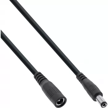 InLine DC prailginimo kabelis, DC kištukas/lizdas 5.5x2.1mm, AWG 18, juodas 0.5m