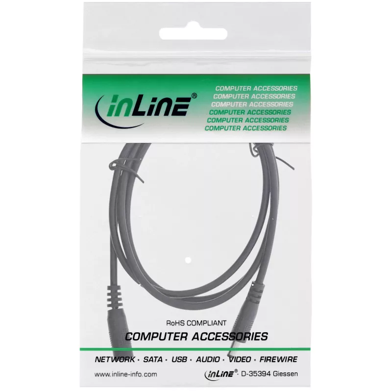 InLine DC ilginimo laidas, DC kištukas/lizdas 4.0x1.7 mm, AWG 18, juodas 1 m