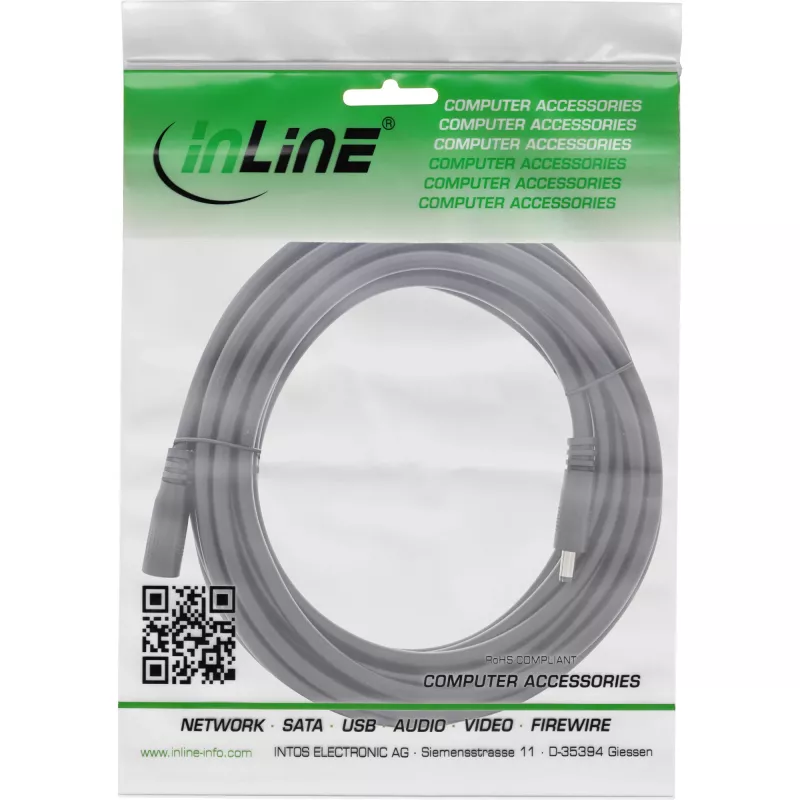 InLine DC ilginimo laidas, DC kištukas/lizdas 4,0x1,7 mm, AWG 18, juodas 3 m