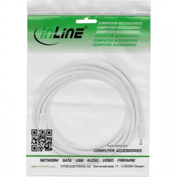 InLine DC ilginimo laidas, DC kištukas/lizdas 4,0x1,7 mm, AWG 18, baltas 5 m