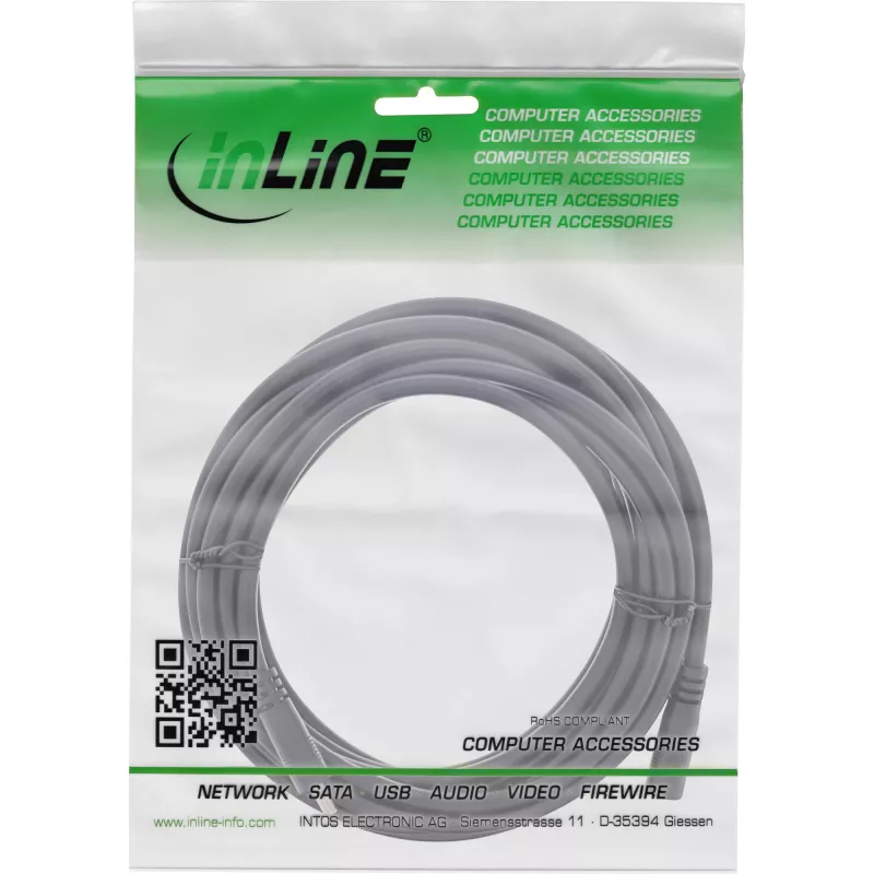 InLine DC ilginimo laidas, DC kištukas/ lizdas 3.5x1.35mm, AWG 18, juodas 3m