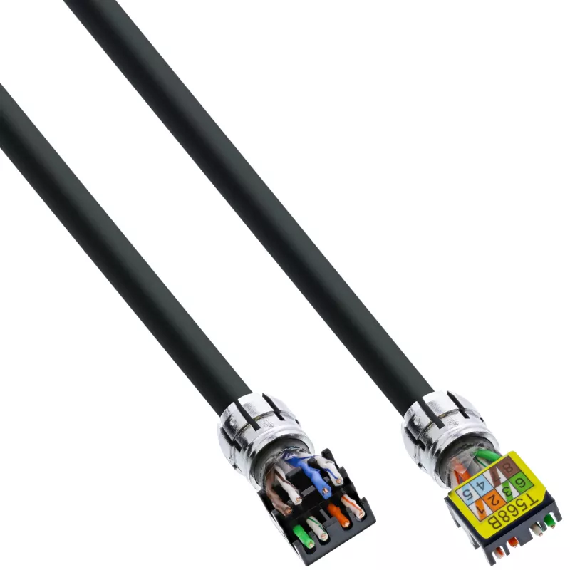 InLine Patch laidas, U/UTP, Cat.6A, halogen-free, AWG23 varis, juodas 50m