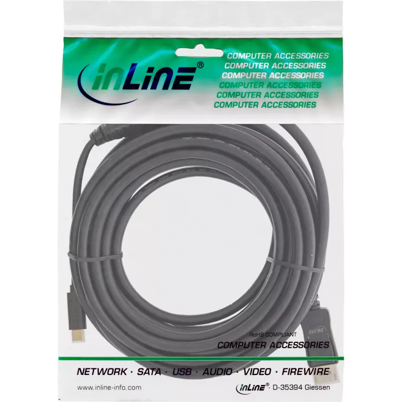 InLine USB Display kabelis, USB-C (vyriškas) – DisplayPort (vyriškas), 7,5 m