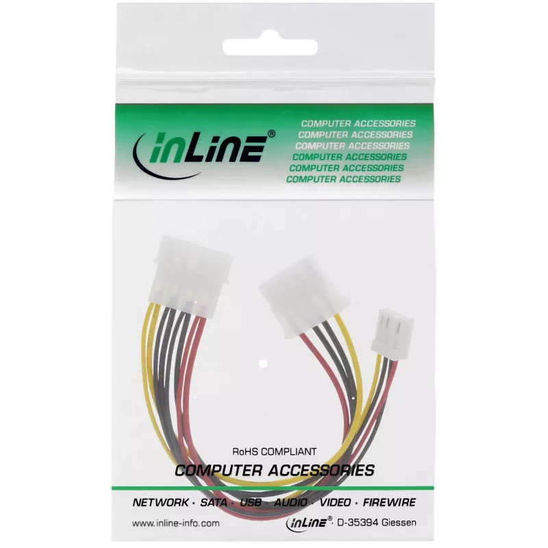 InLine vidinis maitinimo Y laidas 1x 5,25 colio Molex / 1x 5,25 colio Molex + 1x 3,5 colio Floppy