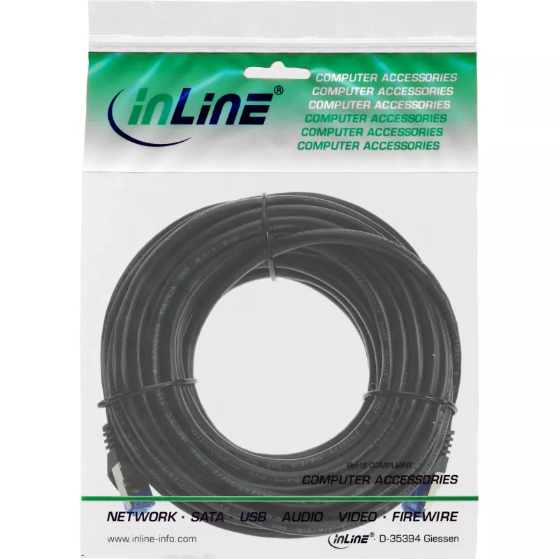 InLine Patch kabelis, Cat.6A, S/FTP, PUR pramoninis, juodas, 3 m