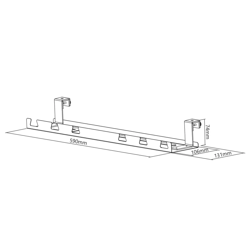 Kabelių vediklis/lentyna po stalu tvirtinimui InLine 131×590×74 mm, juoda
