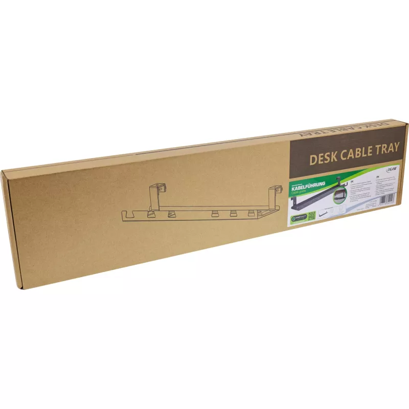 Kabelių vediklis/lentyna po stalu tvirtinimui InLine 131×590×74 mm, juoda