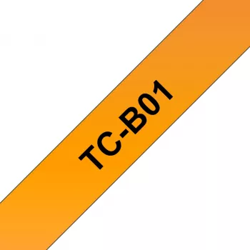 Brother lipnių etikečių juostelė 12 mm (TC-B01) – fluorescencinė oranžinė, juodas tekstas