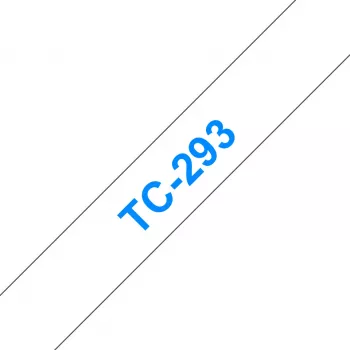 Brother TC-293 lipnių etikečių juosta, 9 mm, mėlyna ant baltos, blizgi laminuota