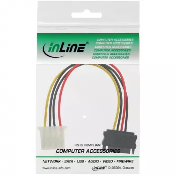 InLine 29669A SATA maitinimo adapterio laidas 15 kontaktų lizdas / 4 kontaktų kištukas 0,30 m