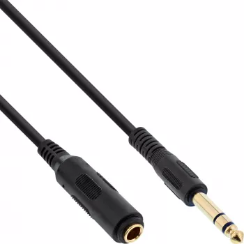 InLine ausinių ilginimo laidas 6,3 mm stereo M/F, auksuoti kontaktai, juodas, 5 m