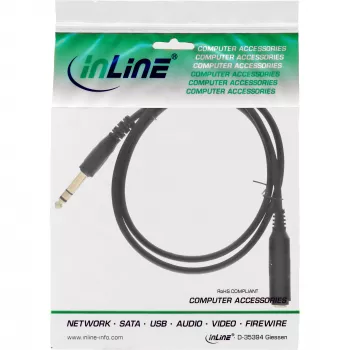 InLine ausinių ilginimo laidas 6,3 mm stereo M/F, auksuoti kontaktai, juodas, 5 m