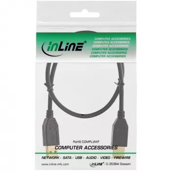 InLine USB 2.0 laidas, AM/AM, juodas, auksuoti kontaktai, 2 m