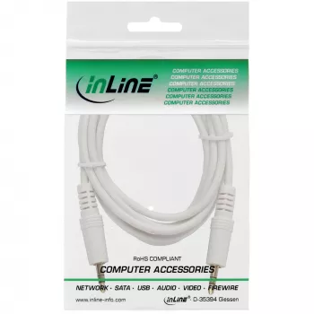 InLine garso kabelis 3,5 mm stereo kištukas / kištukas, baltas/auksinis, 1 m